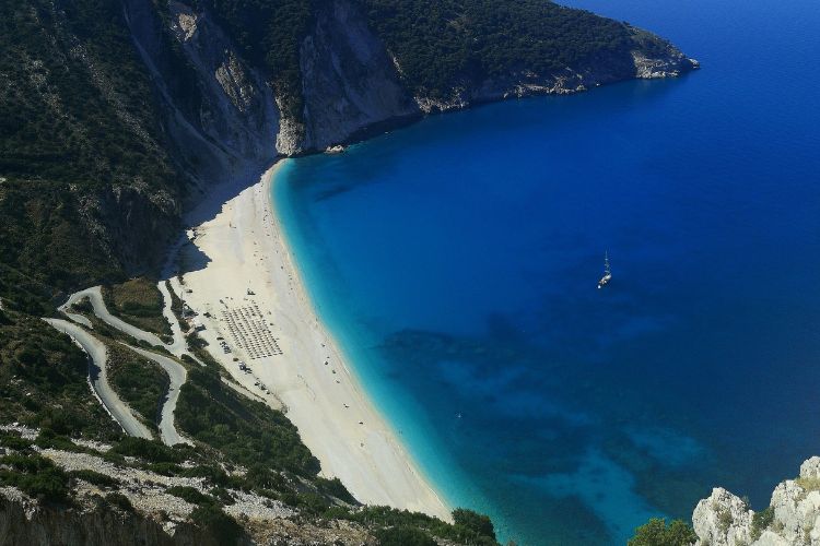 myrtos beach strand på den greske øyen Kefalonia i Hellas